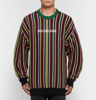 Balenciaga - Oversized Distressed Logo-Intarsia Virgin Wool-Blend Sweater - Men - Multi