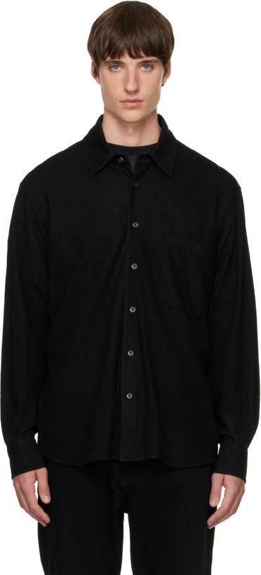 Photo: Solid Homme Black Wool Stitch Shirt