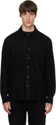 Solid Homme Black Wool Stitch Shirt