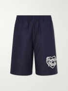 Human Made - Straight-Leg Logo-Print Cotton-Twill Shorts - Blue