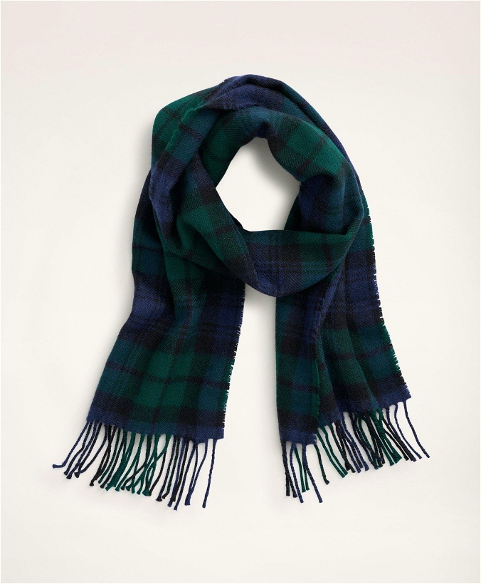 Photo: Brooks Brothers Men's Lambswool Fringed Scarf | Navy/Green