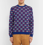 Gucci - Logo-Intarsia Cotton Sweater - Blue