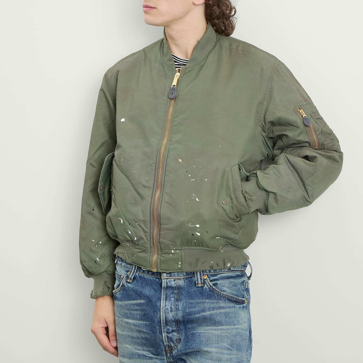 Mastercraft Union Men's Kaiga Washed Nylon Bomber Jacket in Green