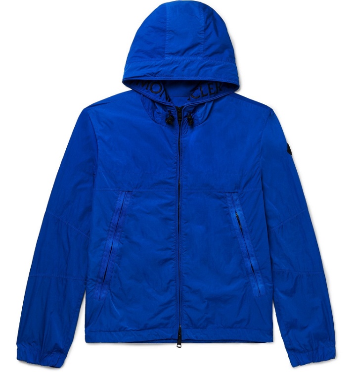 Photo: Moncler - *Logo-Embroidered Grosgrain-Trimmed Shell Jacket - Blue