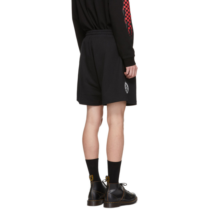 McQ Alexander McQueen Black Racing Swallow Shrunken Shorts