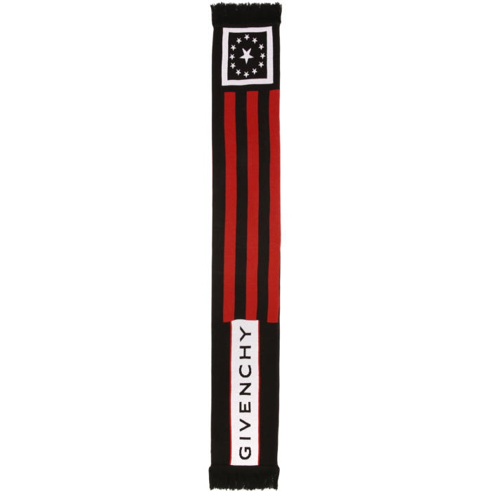Photo: Givenchy Black Stars and Stripes Logo Scarf