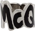 Alexander McQueen Silver & Black Graffiti Ring