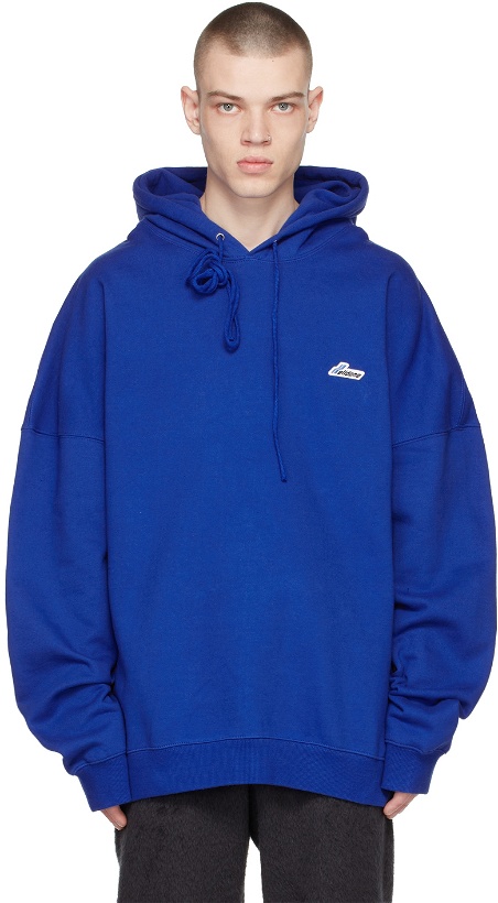 Photo: We11done Blue 'WD' Embroidered Logo Hoodie