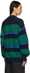 Li-Ning Blue & Green Striped Sweater