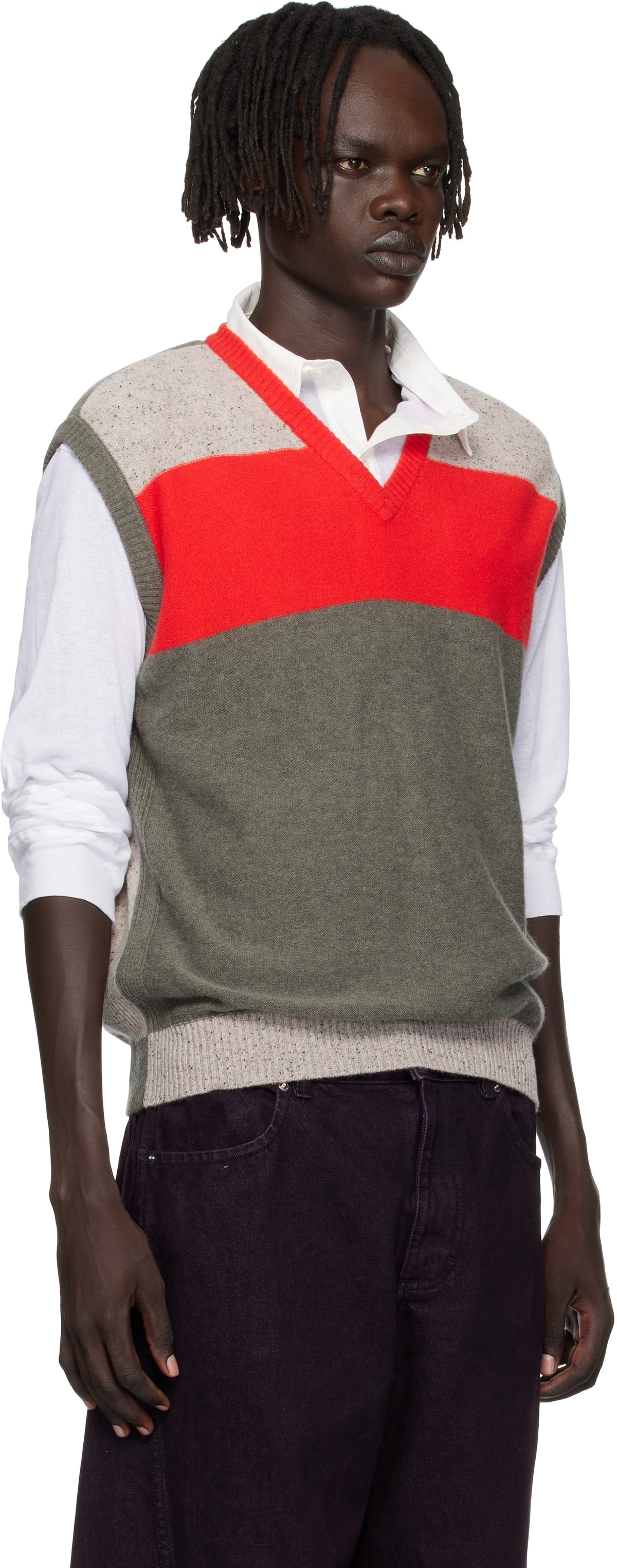 Eckhaus Latta Taupe & Red Racer Vest