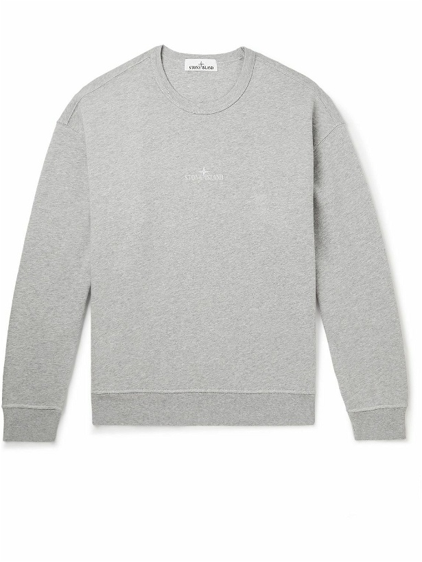Photo: Stone Island - Logo-Embroidered Garment-Dyed Cotton-Jersey Sweatshirt - Gray