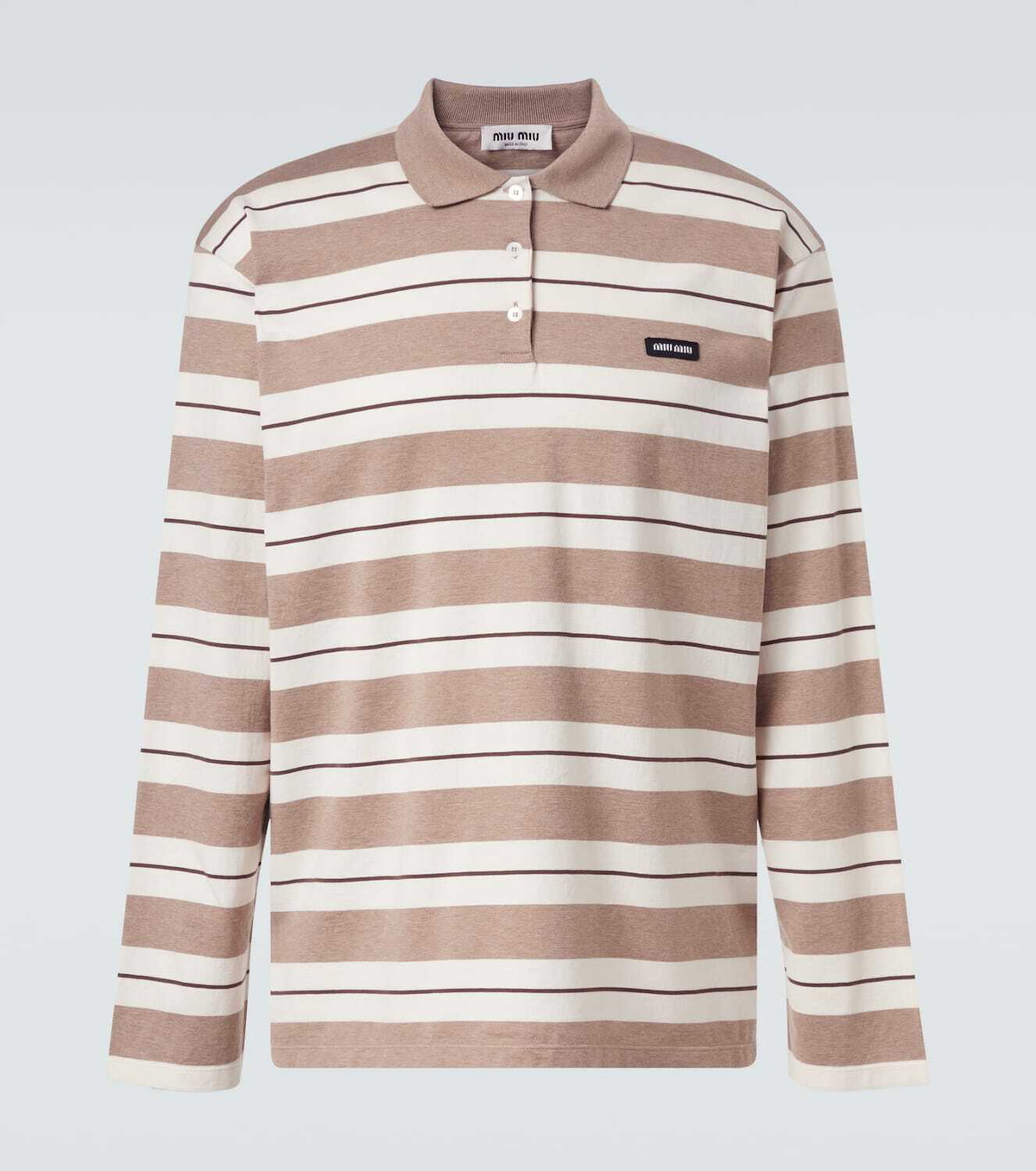 Miu Miu Striped cotton jersey polo shirt