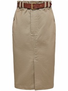 SAINT LAURENT Cotton Gabardine Midi Skirt