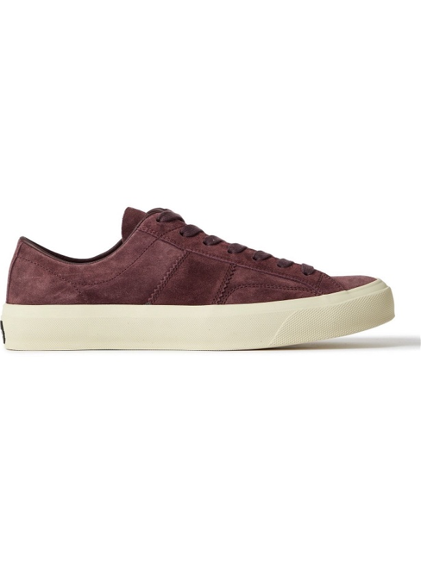 Photo: TOM FORD - Cambridge Leather-Trimmed Suede Sneakers - Purple