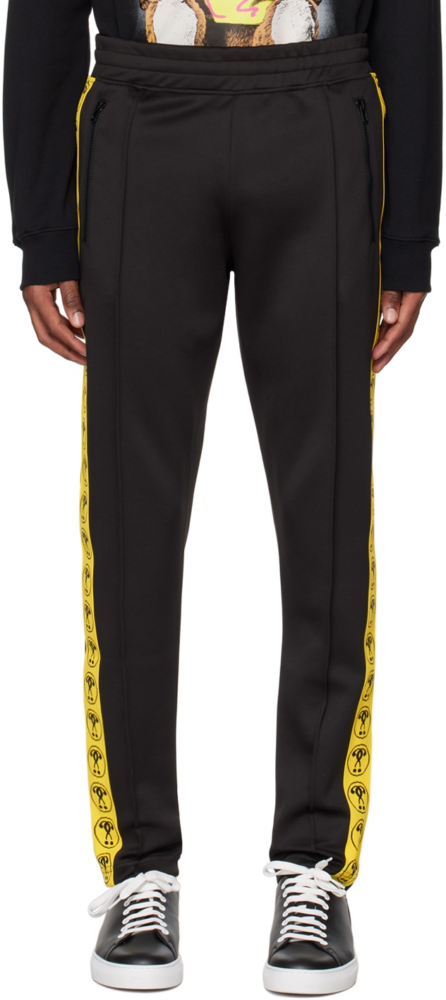 Moschino Black Double Question Mark Track Pants Moschino