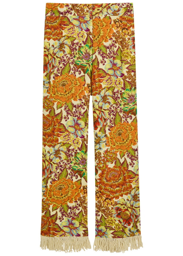 Photo: Alemais Lana Floral-print Fringed Linen Trousers Multicoloured