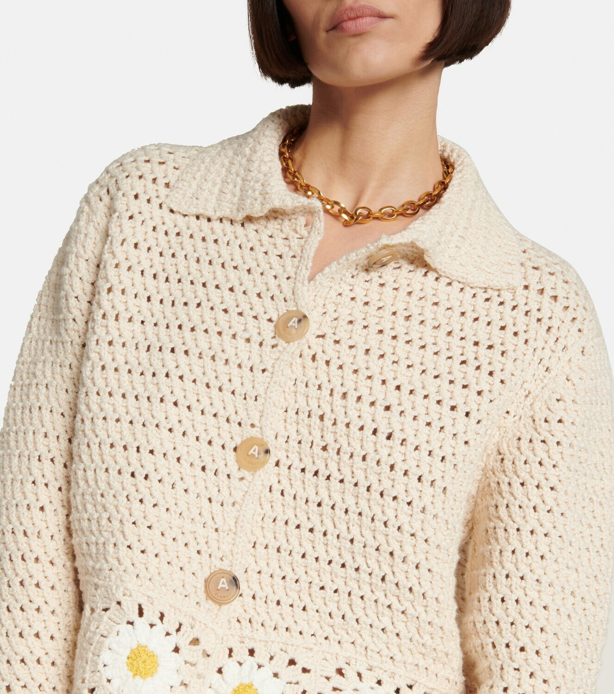 Alanui - Daisy cropped crocheted cardigan