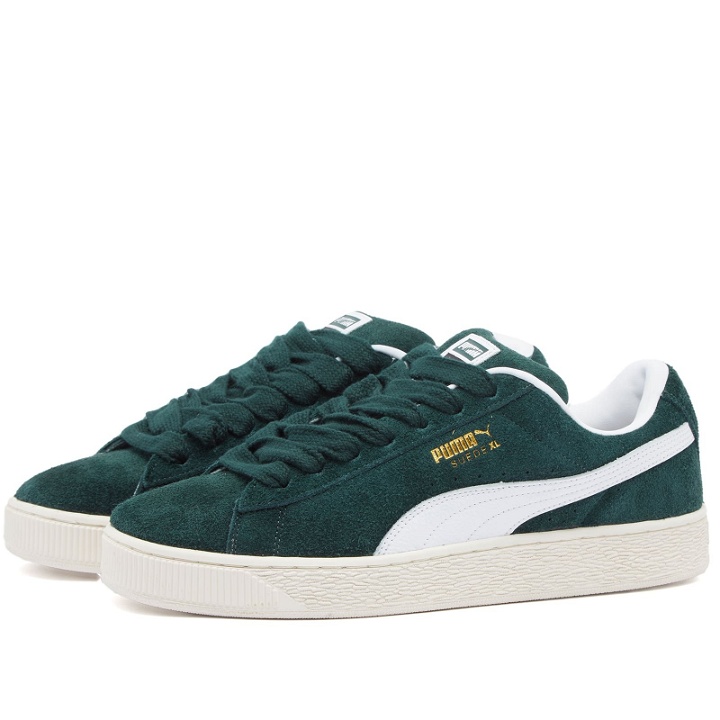 Photo: Puma Suede XL Hairy Sneakers in Ponderosa Pine/Frosted Ivory