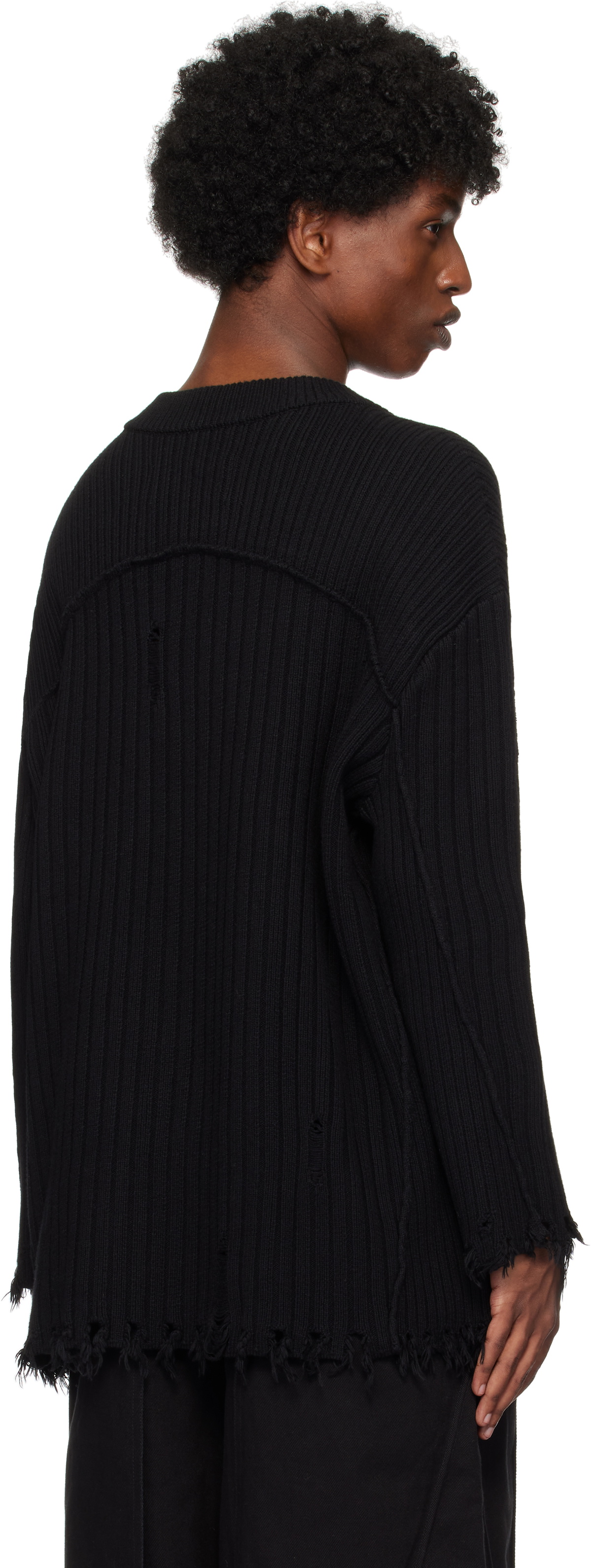 Professor.E Black Destroyed Knit Sweater