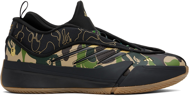Photo: BAPE Black & Beige adidas Originals Edition Dame 9 Low Sneakers