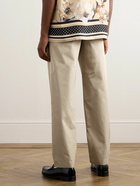 Dolce&Gabbana - Straight-Leg Cotton and Silk-Blend Trousers - Neutrals