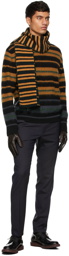 Paul Smith Brown Lambskin Striped Piping Gloves