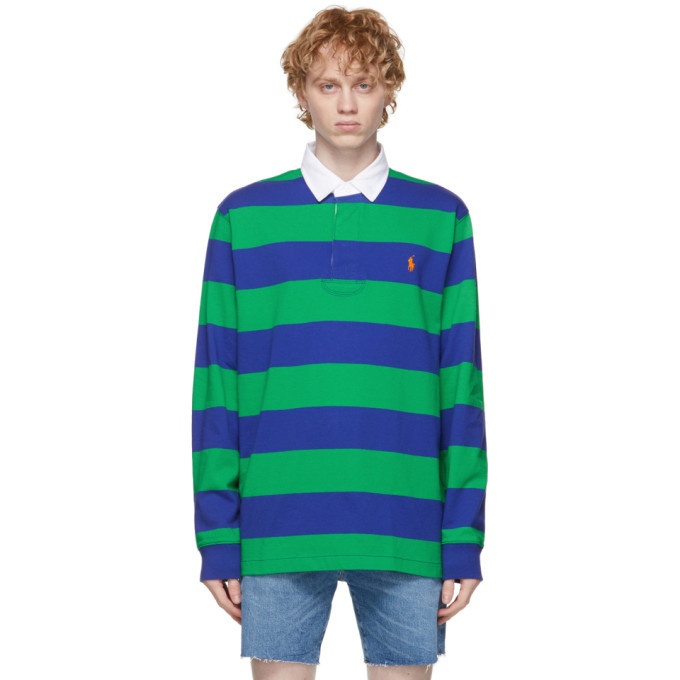 Photo: Polo Ralph Lauren Navy and Green Iconic Rugby Polo