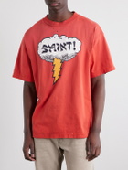 SAINT MXXXXXX - Distressed Logo-Print Cotton-Jersey T-Shirt - Red