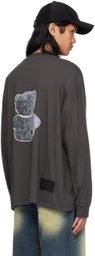 We11done Gray Necklace Teddy Long Sleeve T-Shirt