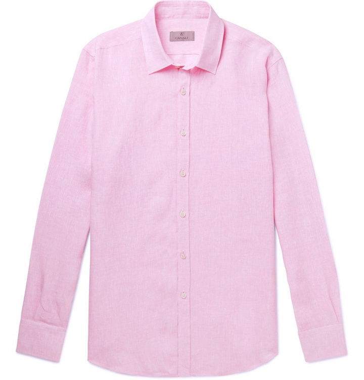 Photo: Canali - Mélange Linen Shirt - Men - Pink