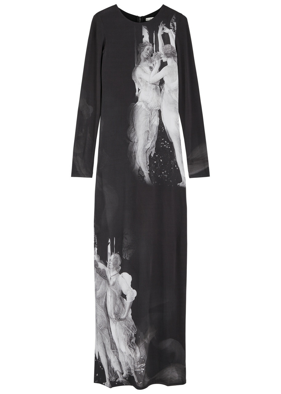 Alice + Olivia Delora Printed Jersey Maxi Dress Black Alice + Olivia