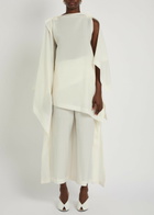 Issey Miyake All Squares Cape-effect Asymmetric Paper-blend top White
