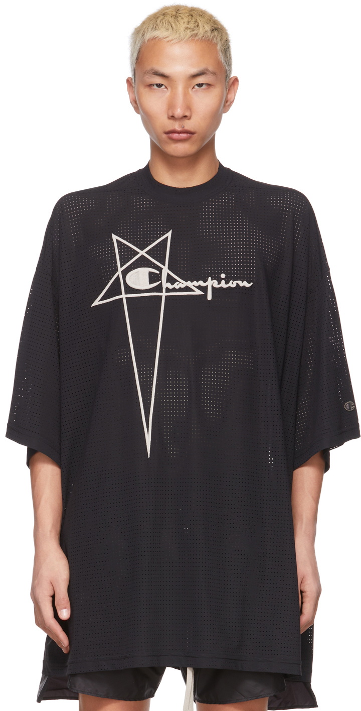 Rick Owens Black Champion Edition Perforated Tommy T-Shirt