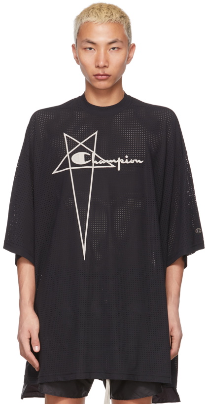 Photo: Rick Owens Black Champion Edition Perforated Tommy T-Shirt