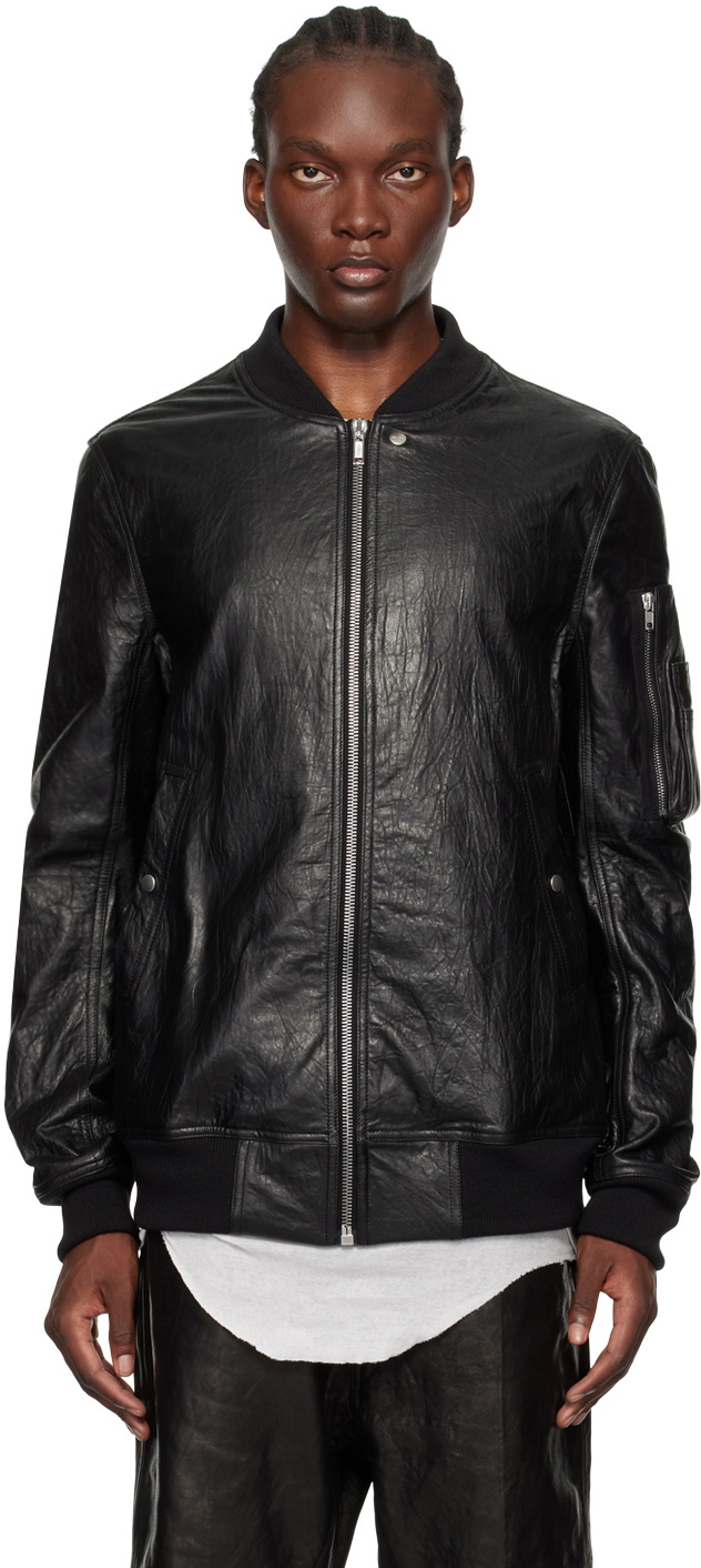 Rick Owens Black Porterville Classic Flight Leather Jacket Rick Owens