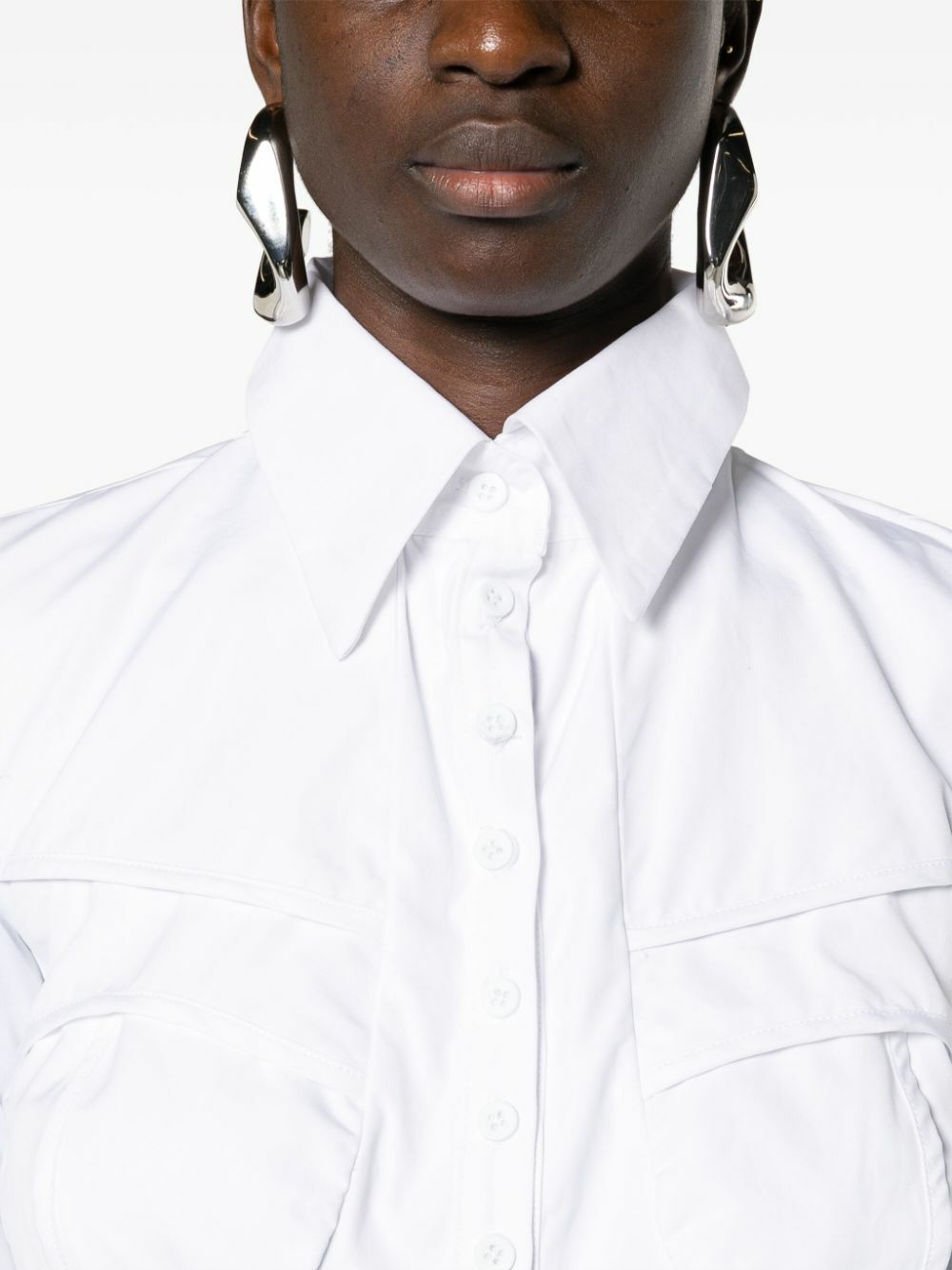 Sinead O'Dwyer White Point-Collar Shirt Bodysuit
