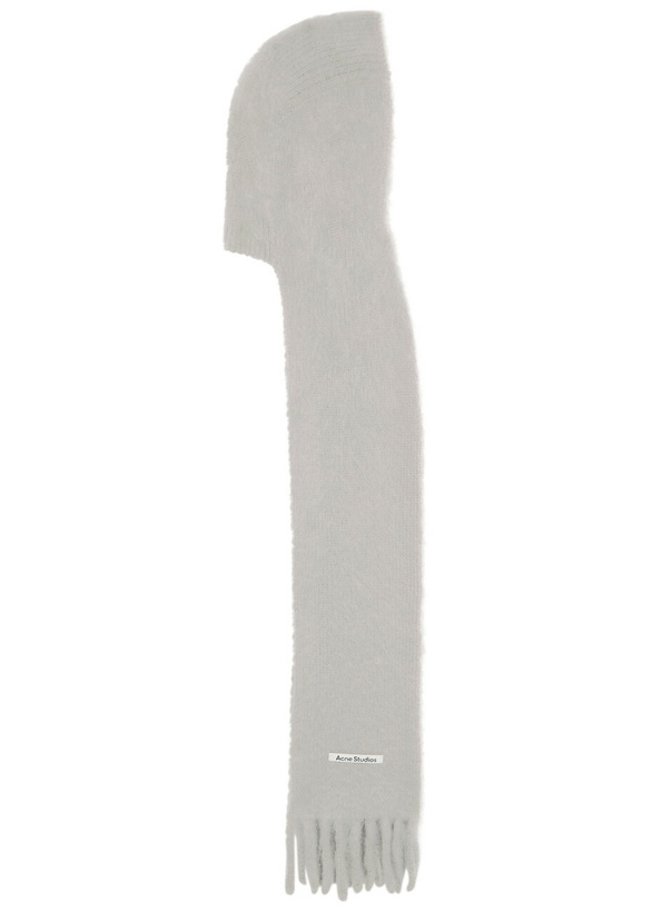 Photo: Acne Studios Hooded Brushed Mohair-blend Scarf - Grey - One Size