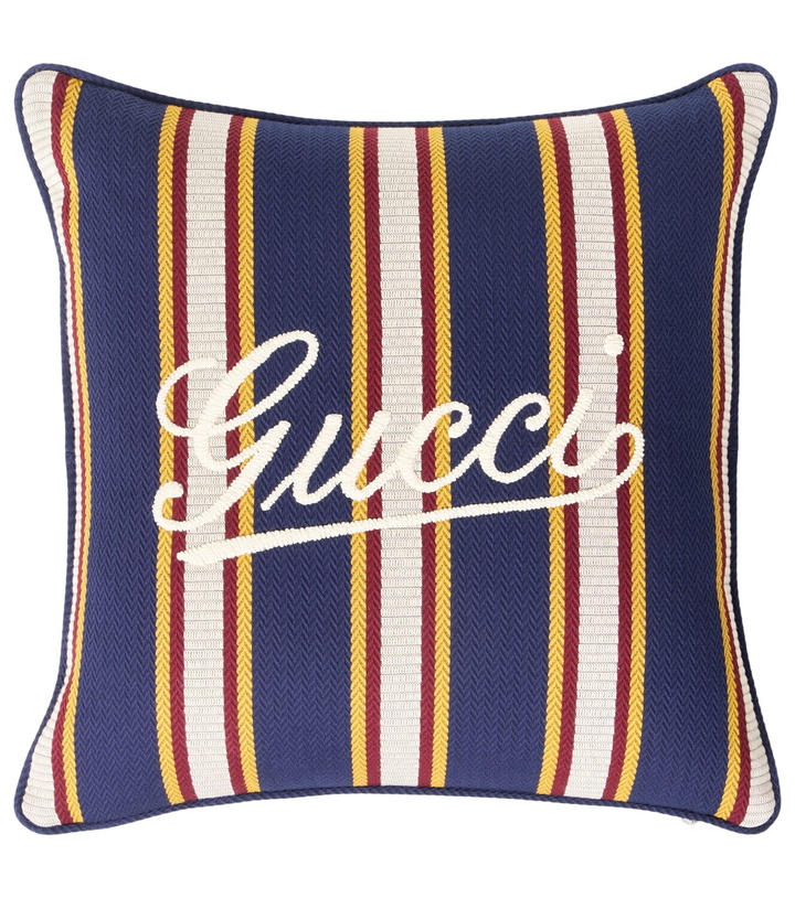 Photo: Gucci Logo striped cotton cushion