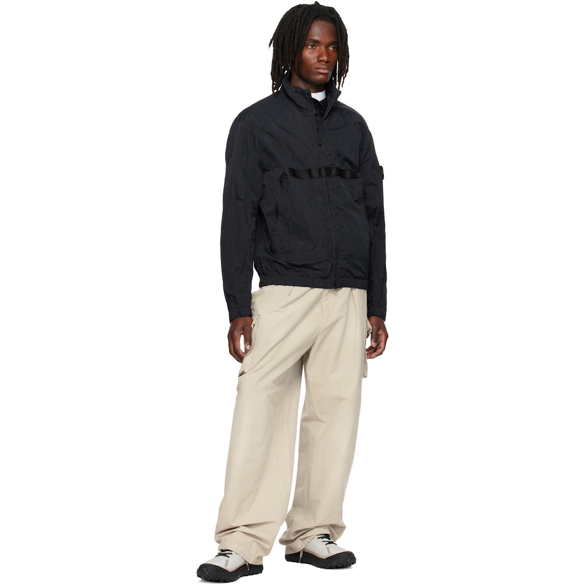 Stone Island Black Q100009 Warp Rib Nylon-TC Jacket