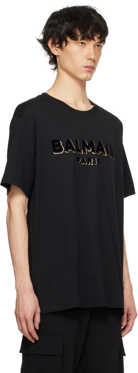 Balmain Black Metallic Flocked T-Shirt Balmain
