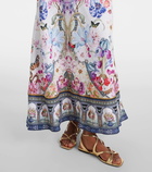 Camilla Crystal-embellished linen slip dress