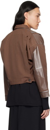 132 5. ISSEY MIYAKE Brown Tucked Foil Jacket