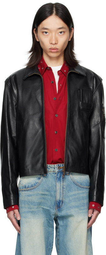 Photo: COOR Black Pilot Leather Jacket