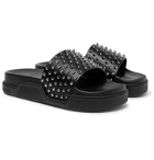 Christian Louboutin - Pool Fun Studded Leather Slides - Black