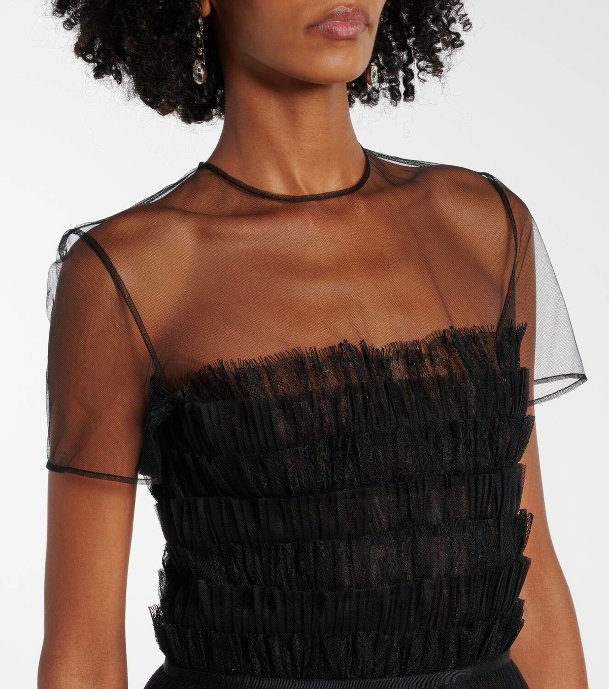Costarellos Hayla tulle and chantilly lace minidress