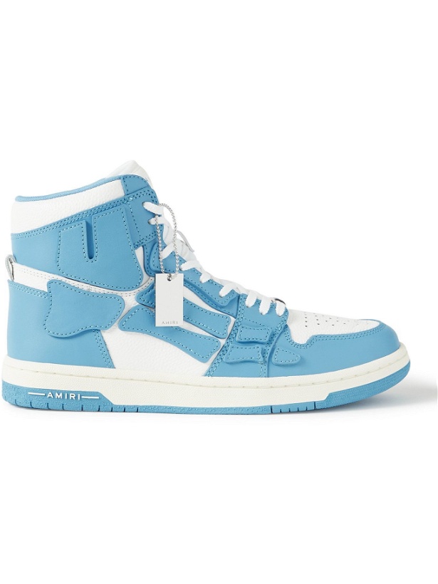 Photo: AMIRI - Skel-Top Colour-Block Leather High-Top Sneakers - Blue