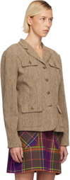 Anna Sui Beige Herringbone Blazer