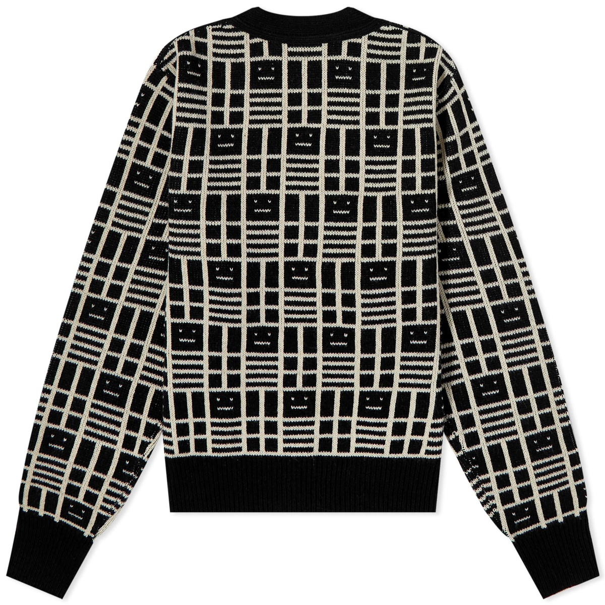 Acne Studios Kargot Face All Over Cardigan in Black Acne Studios
