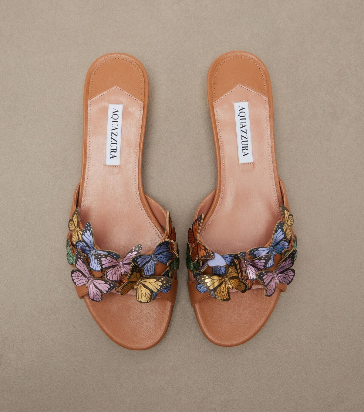 Aquazzura Papillon appliqué leather slides
