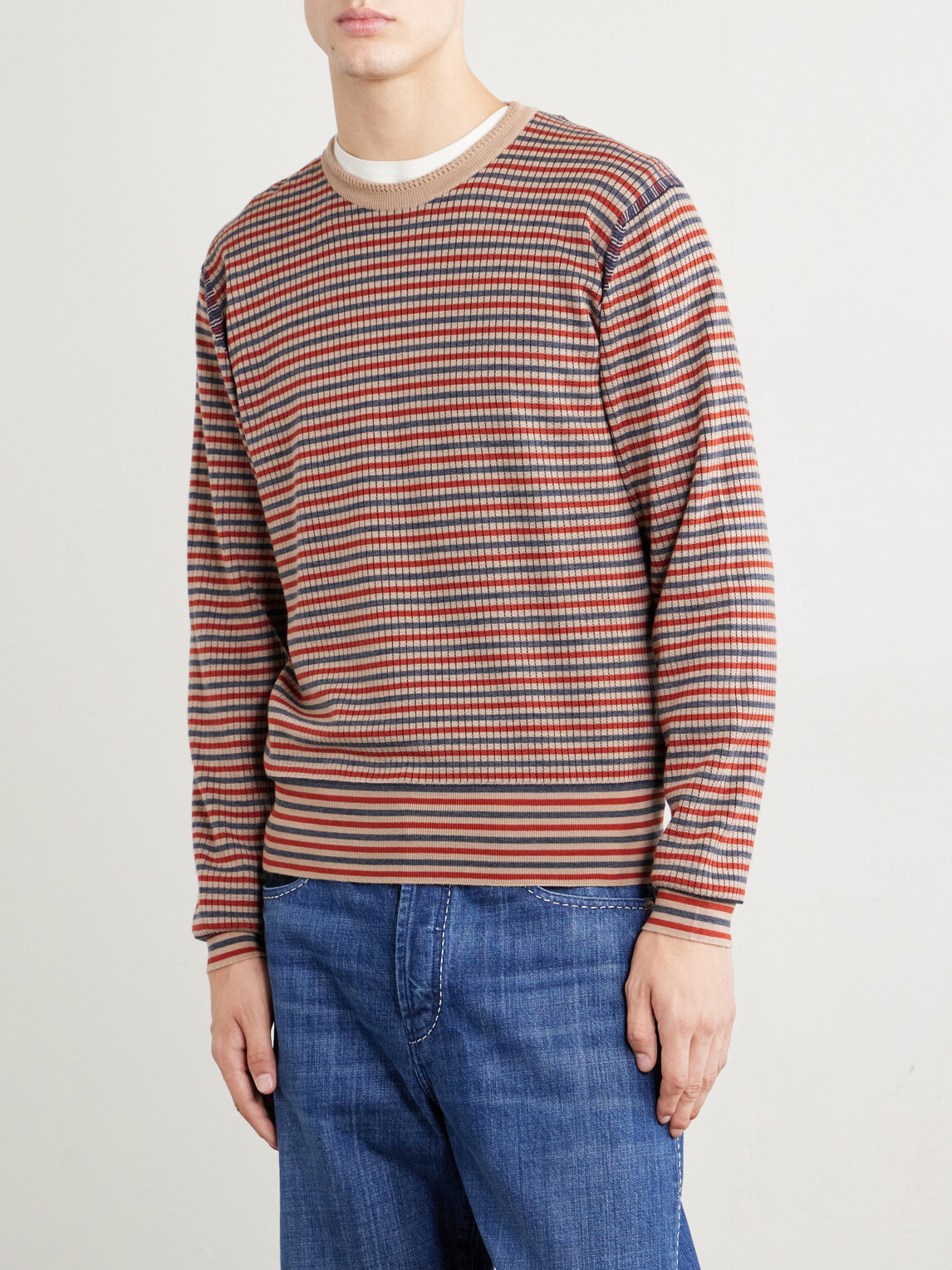 Wales Bonner - Chant Striped Merino Wool Sweater - Brown